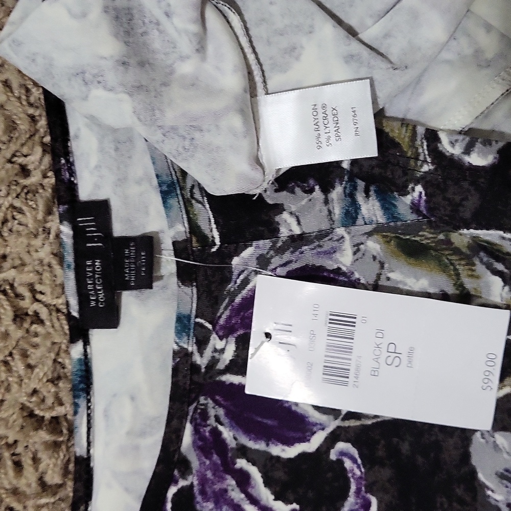 NWT J. JILL Wearever Collection Floral Shift Dress Small Petite Long Sleeve - Picture 5 of 6